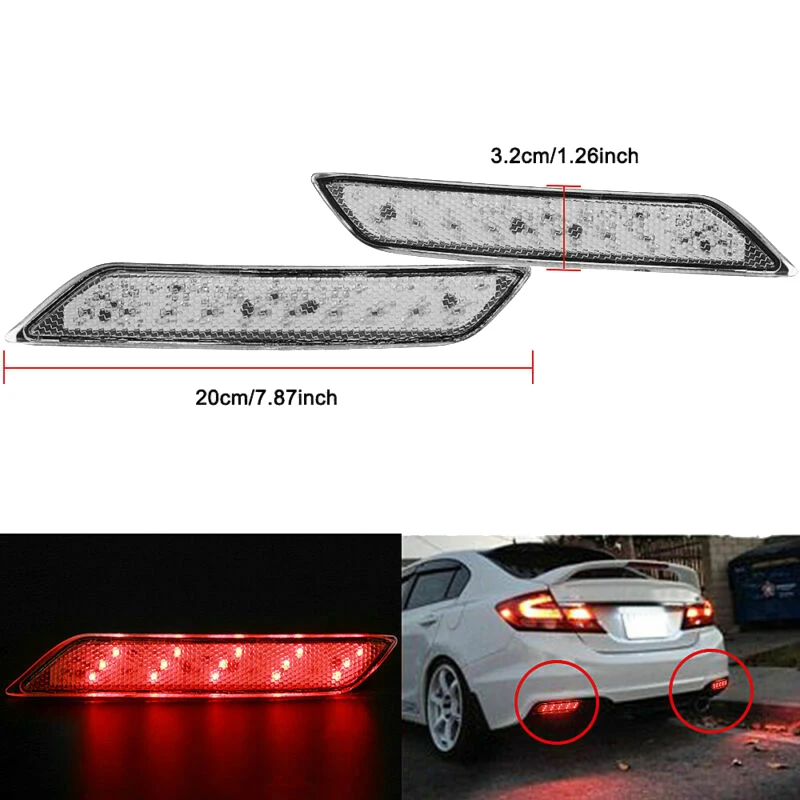 

NEW-Car LED Rear Bumper Reflector Brake Light Tail Lamp for Honda Civic Sedan 2013-2015