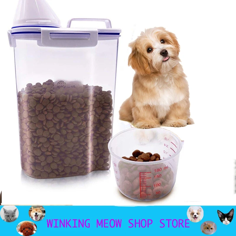

Pet Dog Food Container Bucket Feeder Storage Cat Food Container Dog Bowl Candy Outdoor Travel Portable Food Storage Supplies