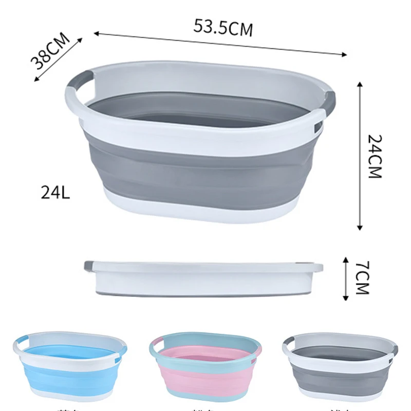 

Folding Plastic Bucket Home Bathroom Products Large Laundry Basket Clothes Storage Bucket Camping Outdoor Travel Portable Bucket