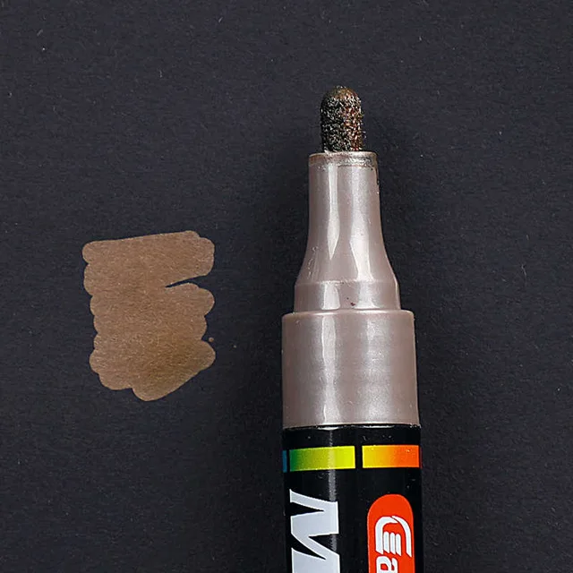 Dark Brown 1Pcs Water-based Paint Metal Marker Pens Sharpie 3.0mm Gold Silver Ceramic Rock Glass Porcelain Mug Wood Fabric Canvas Painting - Цвет: Dark Brown