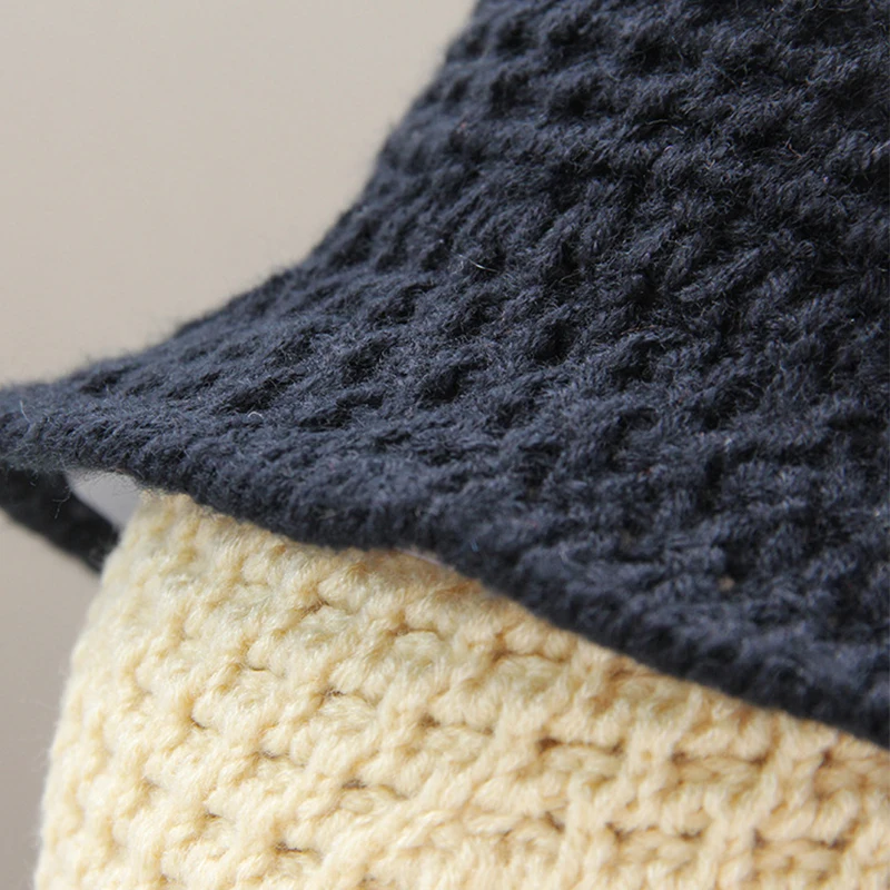

Women's Autumn and Winter H-knitted Bucket Hat Cap Korean Version of Simple Wild Face Fisherman Hats Woolen Caps