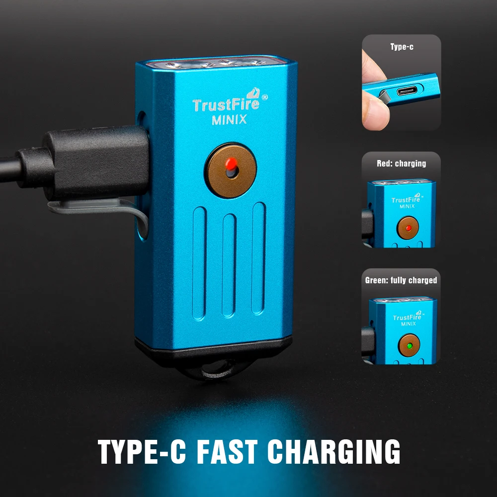 Trustfire Minix мини EDC фонасветильник Kechain 320 лм 365 нм УФ-лампа светильник свет USB Тип C