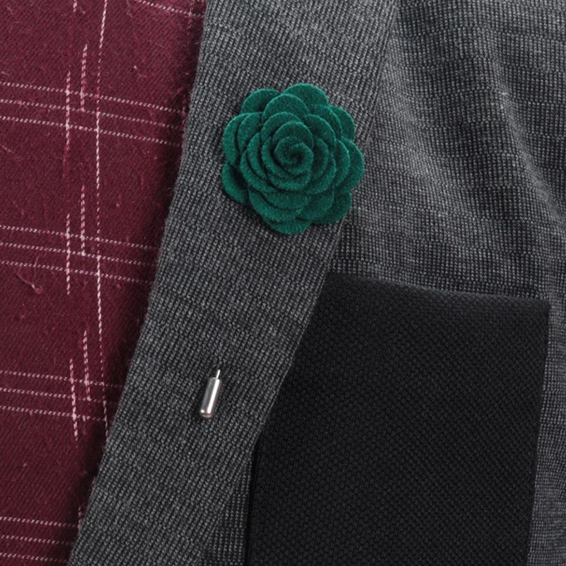 

New fashion men brooch flower lapel pin suit boutonniere fabric yarn pin 13colors button Stick flower brooches for wedding party