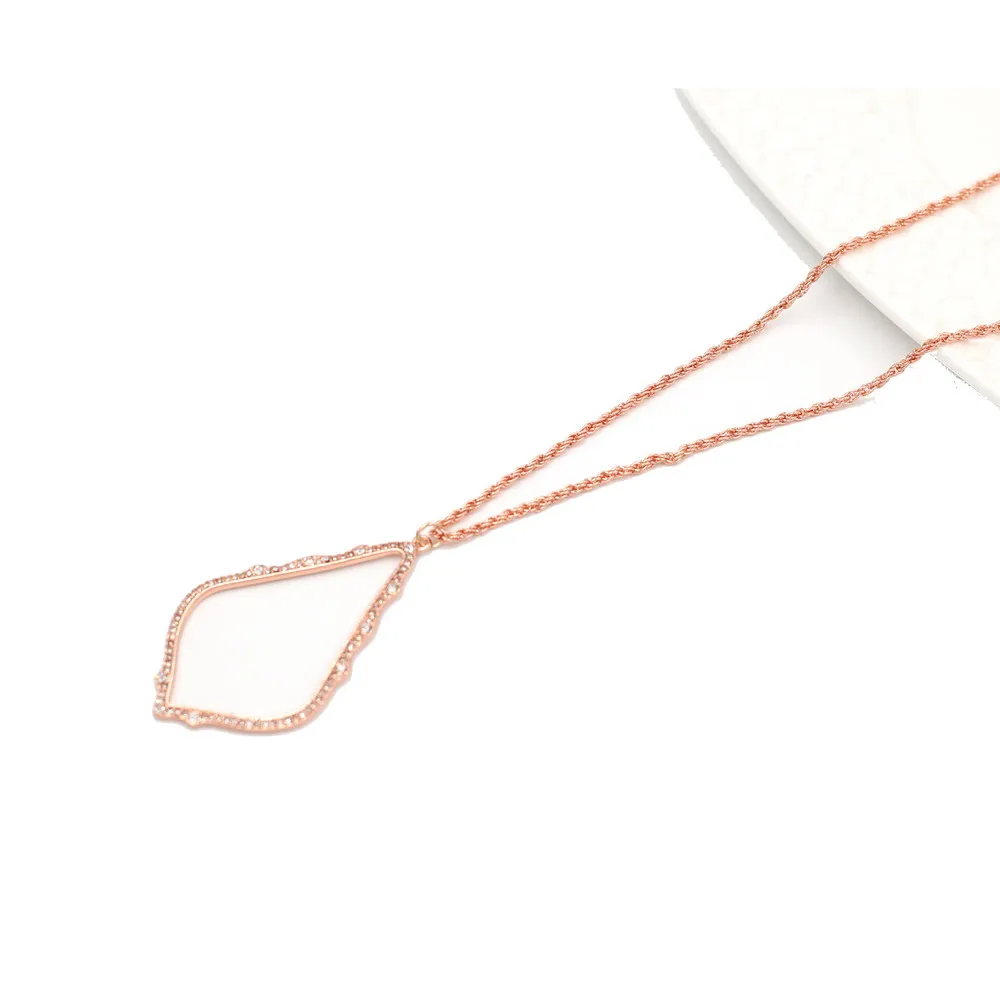 Rose gold Модное большое проложить ожерелье с каплевидными кристаллами ожерелье кулон для женщин - Окраска металла: Rose gold