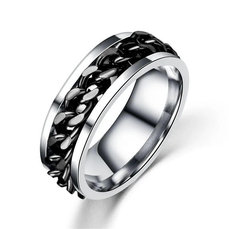 Chain Ring Boy Jewelry Open Beer cool Trendy men Rotatable Couple Transfer Rotating stainless steel jewelry | Украшения и
