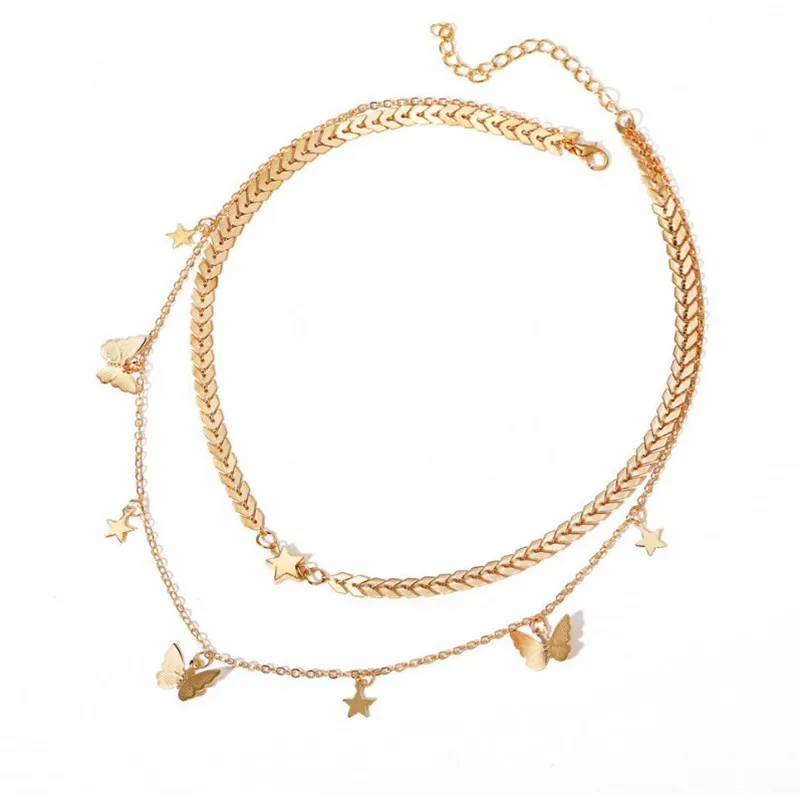 

2021 Jewelry Gifts Women Multilayer Hollow Butterfly Pendant Necklace