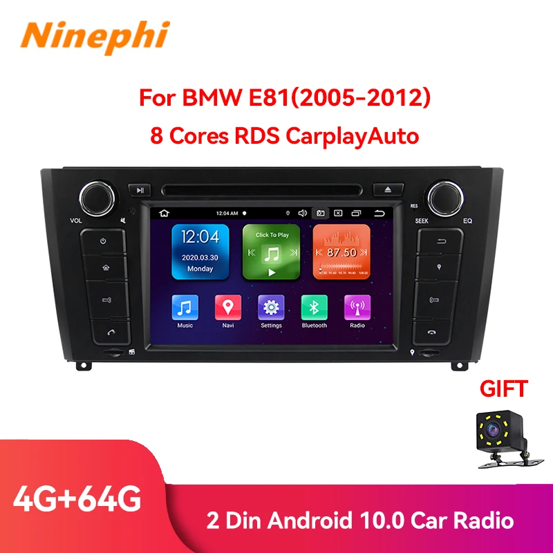 

2Din Android 10.0 4GB+64GB Carplayauto Autoradio RDS Car Radio Multimedia Video Player For BMW E81(2005-2012) Mirror Link GPS