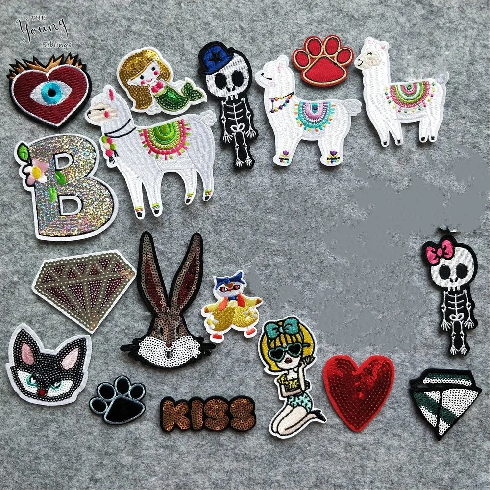 Sewing Clothes Patches Hot sale Sheep Mermaid Iron On Embroidery Unicorn melt adhesive Badges DIY Stickers | Дом и сад