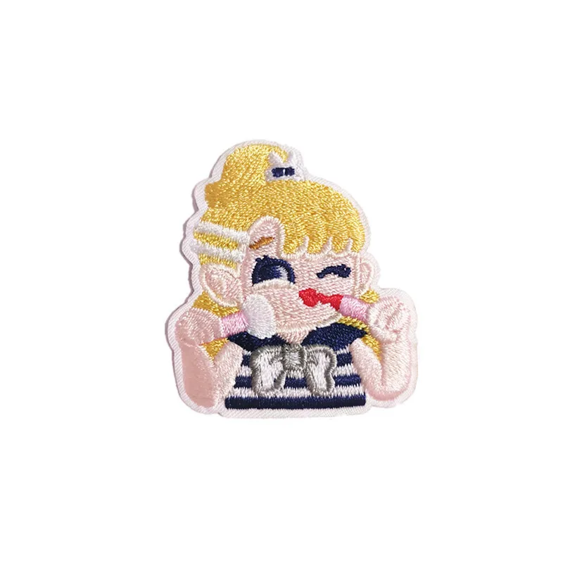 

Embroidery Processing Customized Self-Adhesive Lollipop Girl Embroidered Cloth Stickers Journal Book DIY Jewelry Stickers
