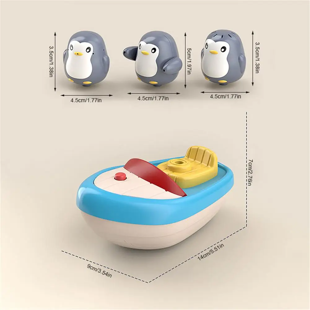 

Penguin Boat Bath Water Playing Toys Sprinkler Rowing Swim Floating Cartoon Infant Baby Early Education Bathroom Beach Gifts