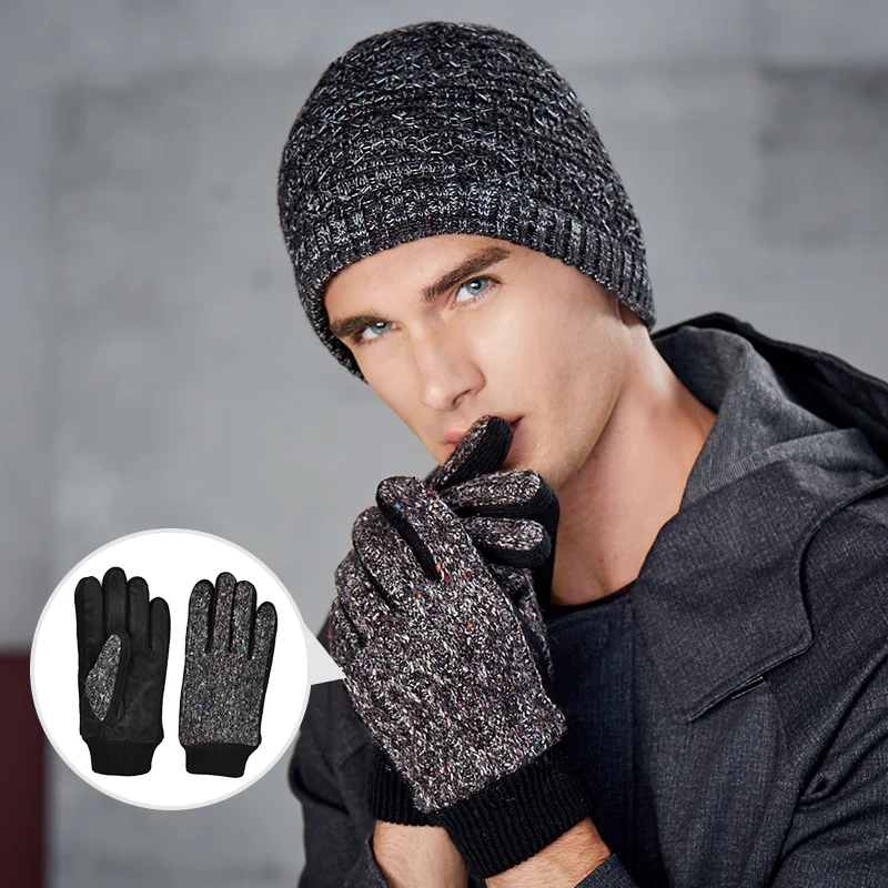 

Men's Knitted Gloves Winter cycling five finger thickened suede ski gloves fluff antifreeze cold proof outdoor