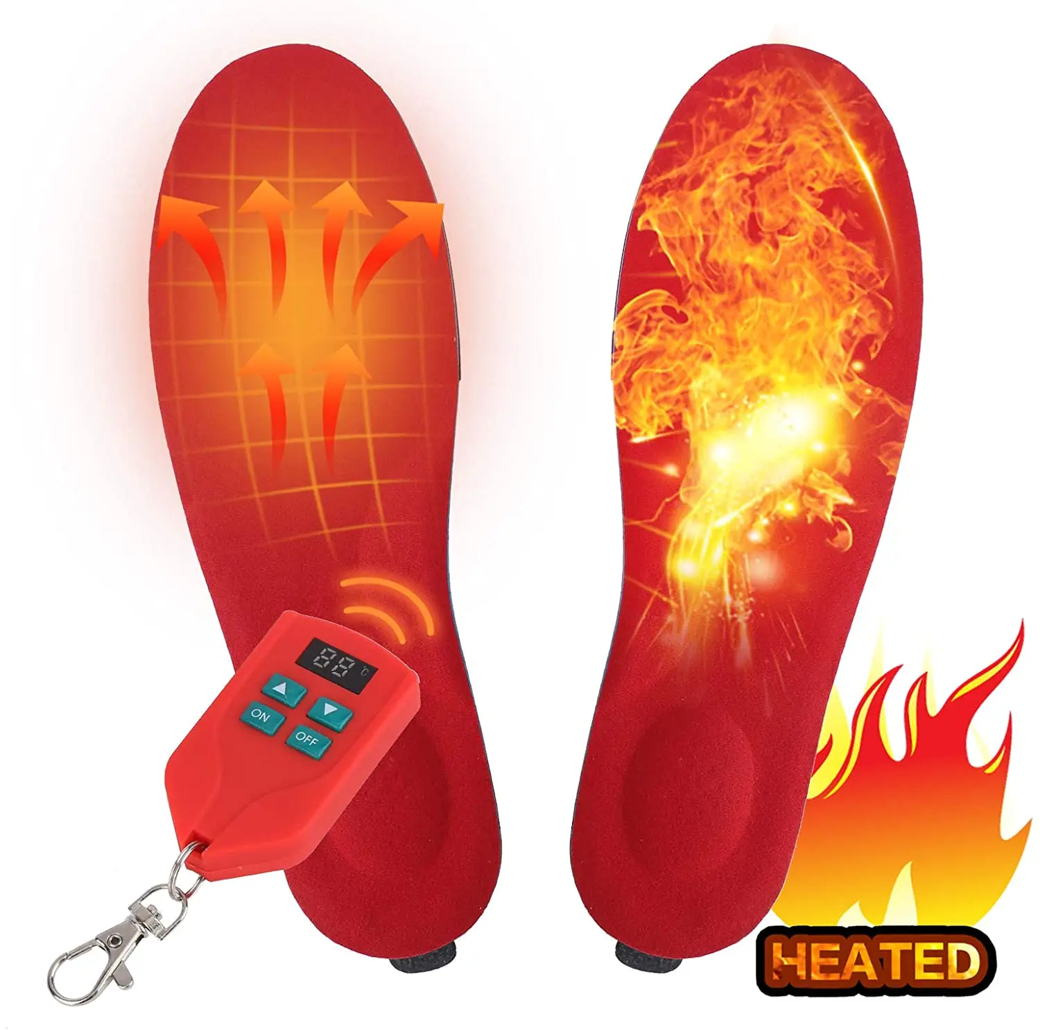 

Unisex 2000mAh Electric Heated Insoles with LED Remote Control Arch Support Orthopedic Insoles for Outdoor Sports Foot Warming