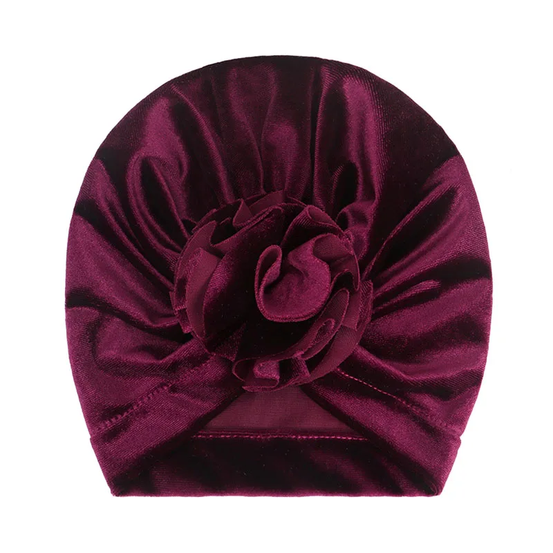 Purple velvet Новинка; шапка для маленьких девочек; шапка-тюрбан из хлопка; реквизит для фотосессии; детская шапочка; аксессуары для малышей; шапка для девочек; шапки; 16 цветов - Цвет: Purple velvet