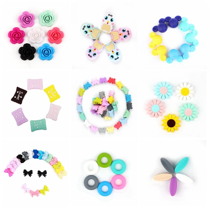 

TYRY.HU 10pcs Silicone Beads Baby Teether Cute DIY Food Grade Silicone Rodent Toy Nurse Gift Accessories BPA Free Baby Products