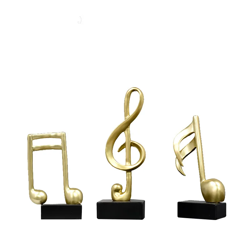 

Modern Golden Musical Note Ornament Figurine Decorative Art Statuette Home Decorations Piano Room Crafts and Gifts Desk Ornament