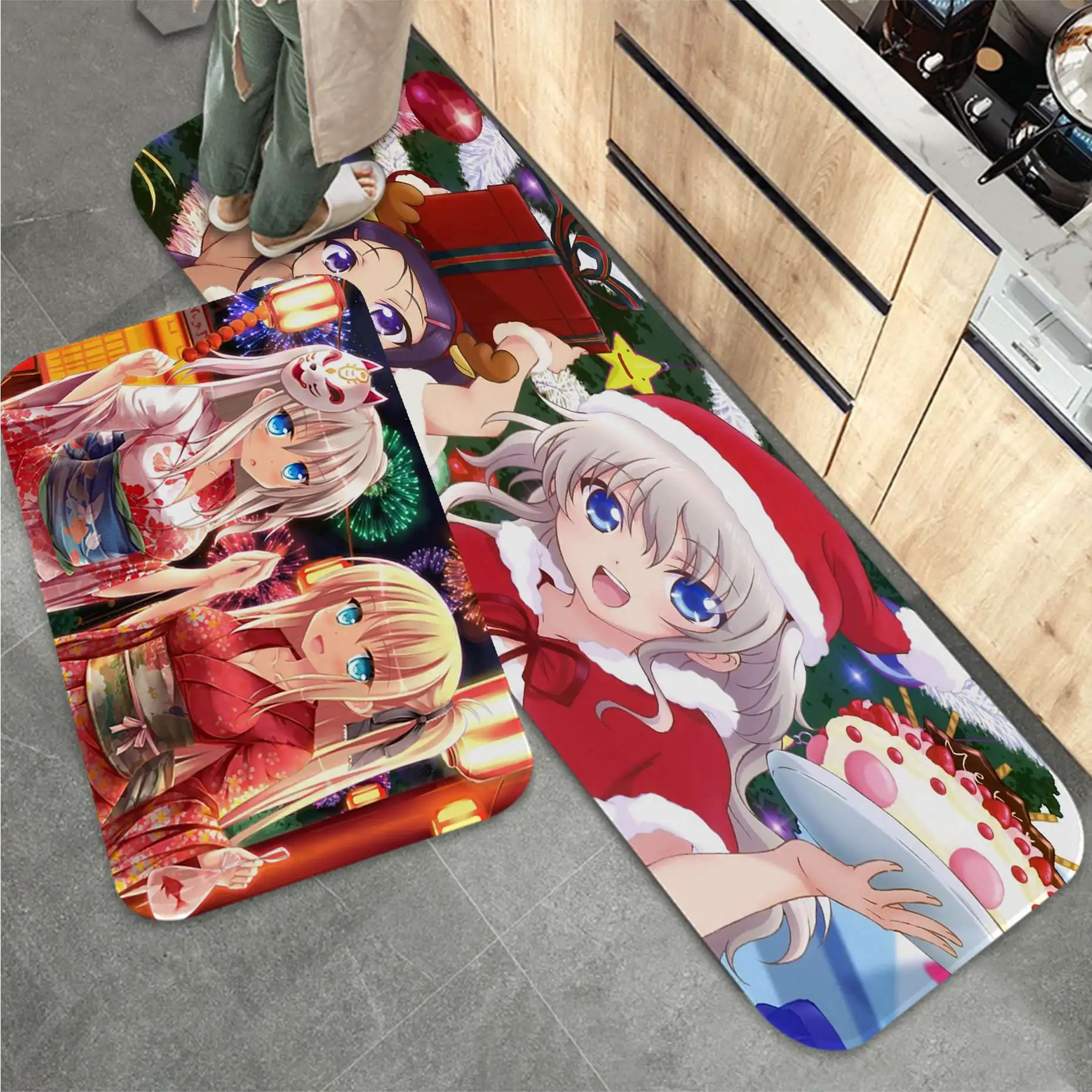 

Charlotte Printed Flannel Floor Mat Bathroom Decor Carpet Non-Slip For Living Room Kitchen Welcome Doormat