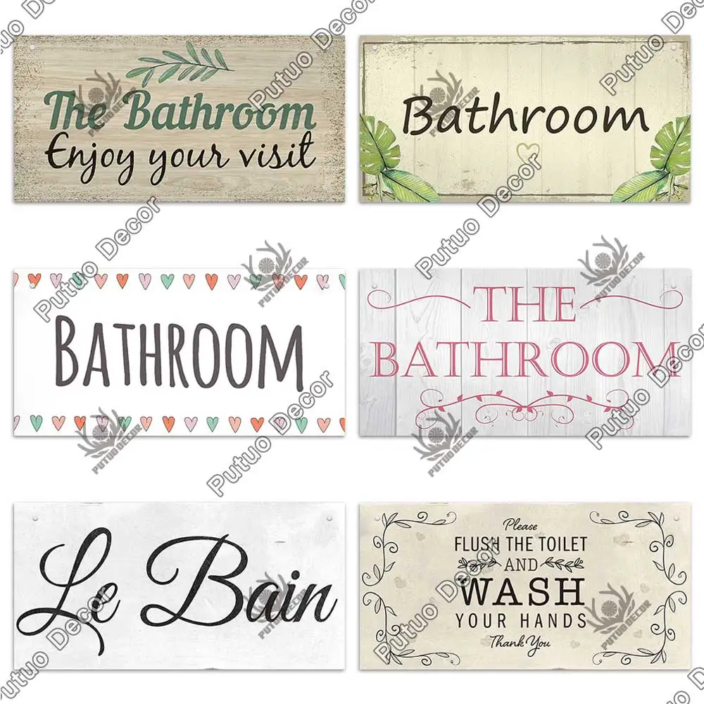 putuo decor toilet signs wooden hanging plaque decorative plaque for toilet door hanging sign wood in bar pub beach home decor free global shipping