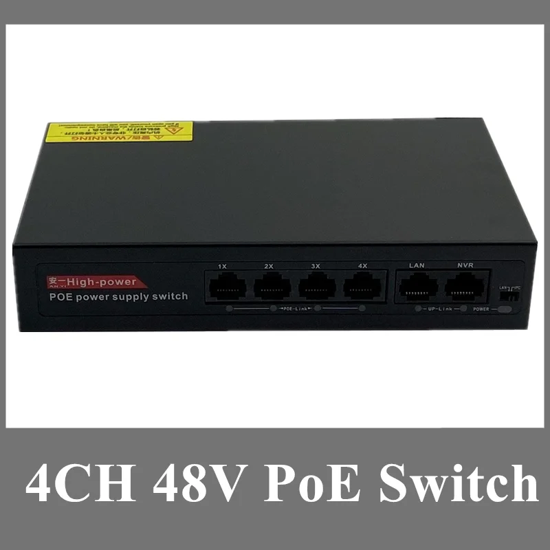 Ip-камера видеонаблюдения 6 портов 48 В 4 PoE коммутатор Ethernet 120 Вт IEEE802.3af/at 1 2 +/3