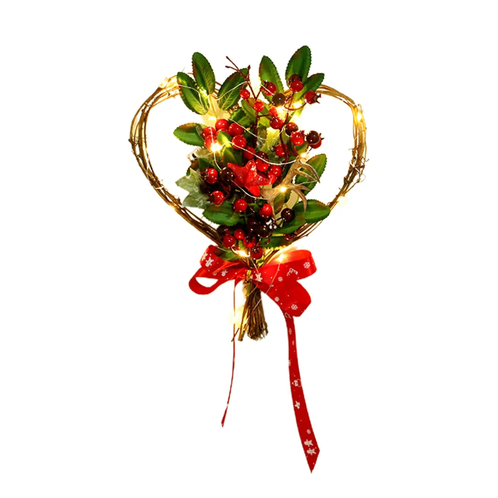 

Christmas Ornament Artificial Berries Red Ribbon Decoration Door Hanger For Home Living Room Love Green/Red 30×23cm