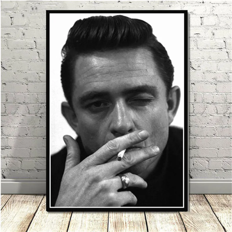 Rock Music Band Star Johnny Cash Black White Retro Room Living Sofa Wall Art Home Decor Picture Quality Canvas Painting Poster |