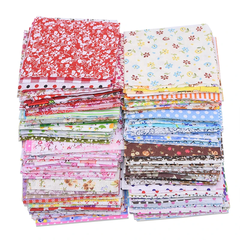 

50Pcs 10X10cm Square Assorted Floral Printed Cotton Cloth Sewing Quilting Fabric for Patchwork Needlework DIY Handmade Material