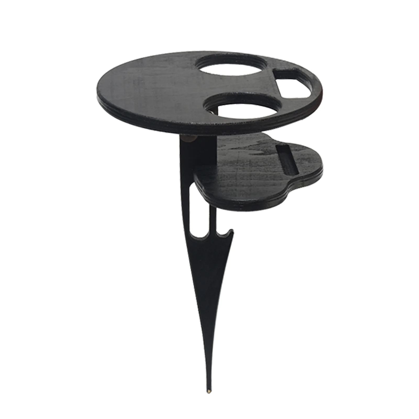 

Shelf Backyard Foldable Desktop Outdoor Wine Table Wooden Double Layer With Bottle Holder Camping Picnic Black Beach Easy Apply