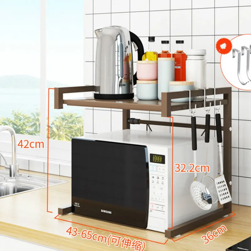 

Multi Organizer Kitchen Microwave Oven Shelf Metal Function Stand Two Layers Dish Space Saving Rack WF1021