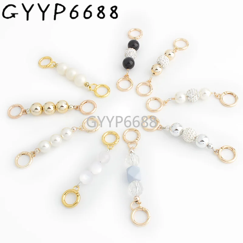 30pcs 9 styles 12.5/13/14/14.5/15 cm length Gold metal connector rings with beads handbag strap connector clasp