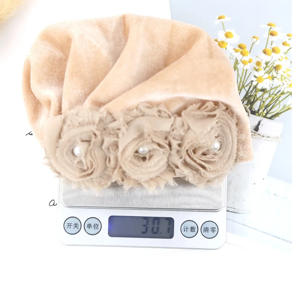 

Baby Girl Velet Head Bandanas With Flower Turban For Newborn Toddler Hair Accessories 0-3 Years Bebe