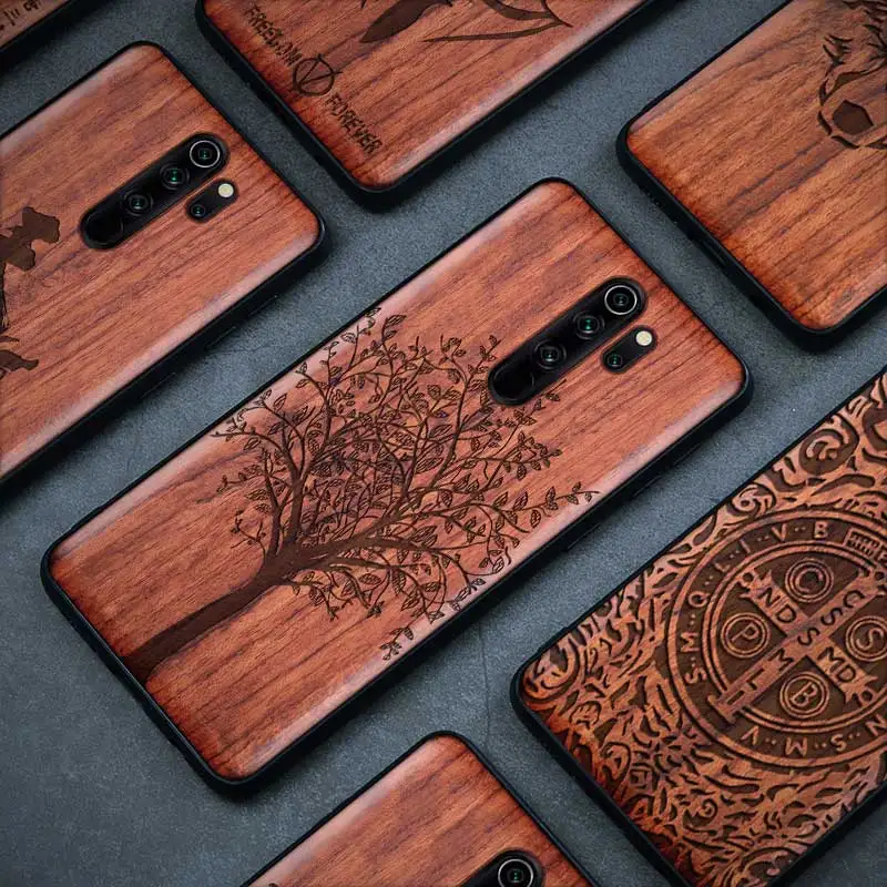 Wood Case For Xiaomi Redmi Note 8 7 Pro K20 100% Natural Wooden TPU Phone Mi 9 SE Lite Mix 2 2S 3 Cases |