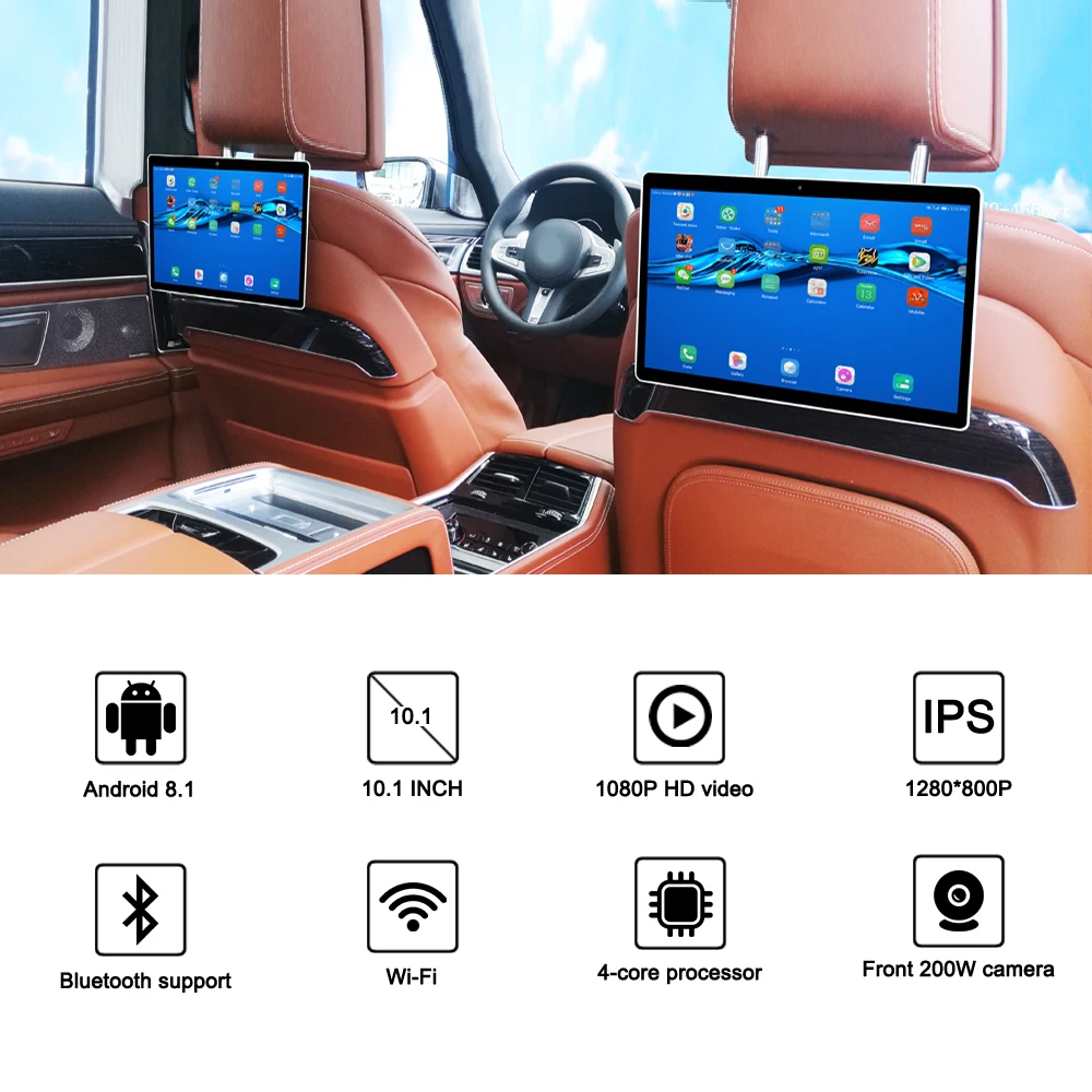Купи 10.1 inch car headrest Monitor video player HD IPS touch screen Android 8.1 WIFI Bluetooth Car display USB SD ultra-thin camera за 14,193 рублей в магазине AliExpress