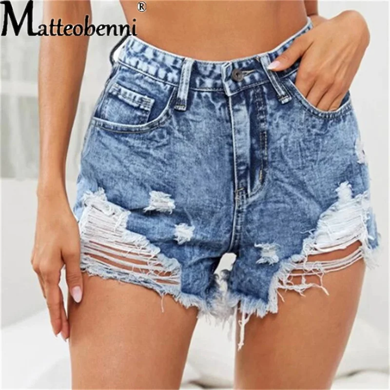 Высокая талия рваные шорты из денима для женщин сексуальная леди нерегулярные