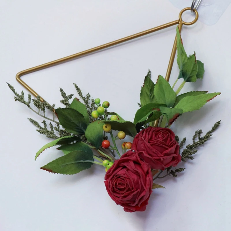 

Hanging Hoop Flowers Wreath for Decor, Rose and Leaf Greenery Floral Hoop Wreath for Home and Wedding Decor, Set of 3