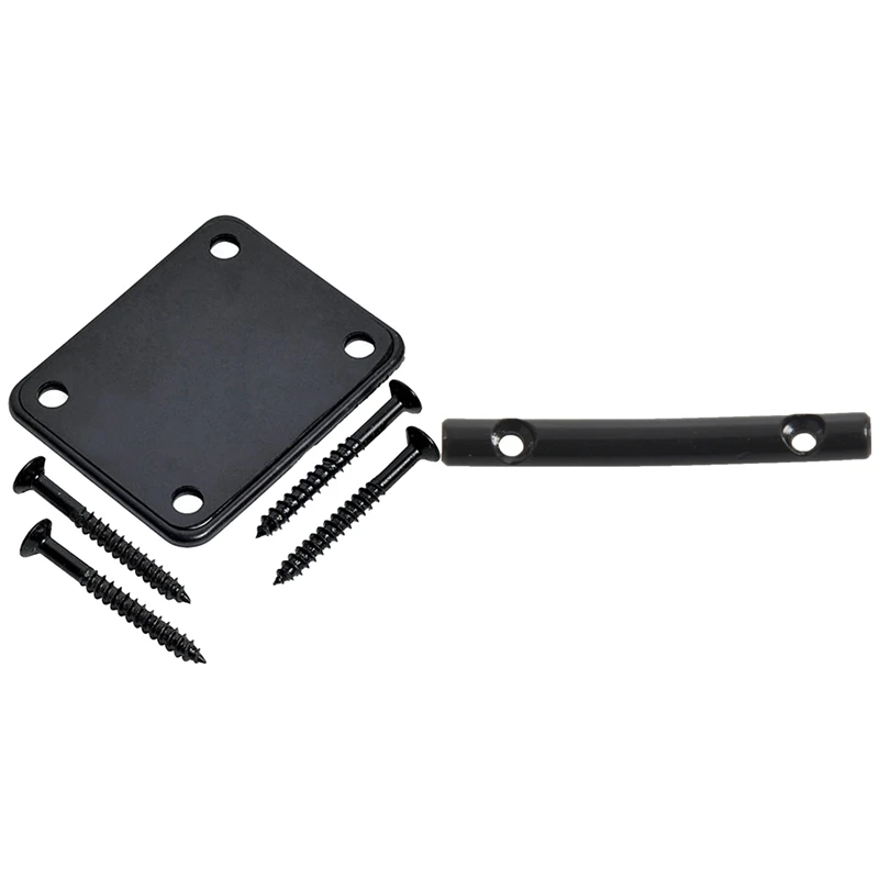 

4x Guitar String Tree Guides String Retainer Bar Black & 1 Set Electric Guitar Neck Plate with Screws