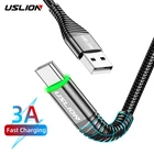 Кабель USLION USB Type-C, для Huawei P30 Pro, 2 м, со светодиодной подсветкой, 3 А