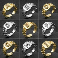 wangaiyao new exaggerated hip hop ring 2021 new geometric retro 26 english letters simple open ring ins birthday anniversary gif