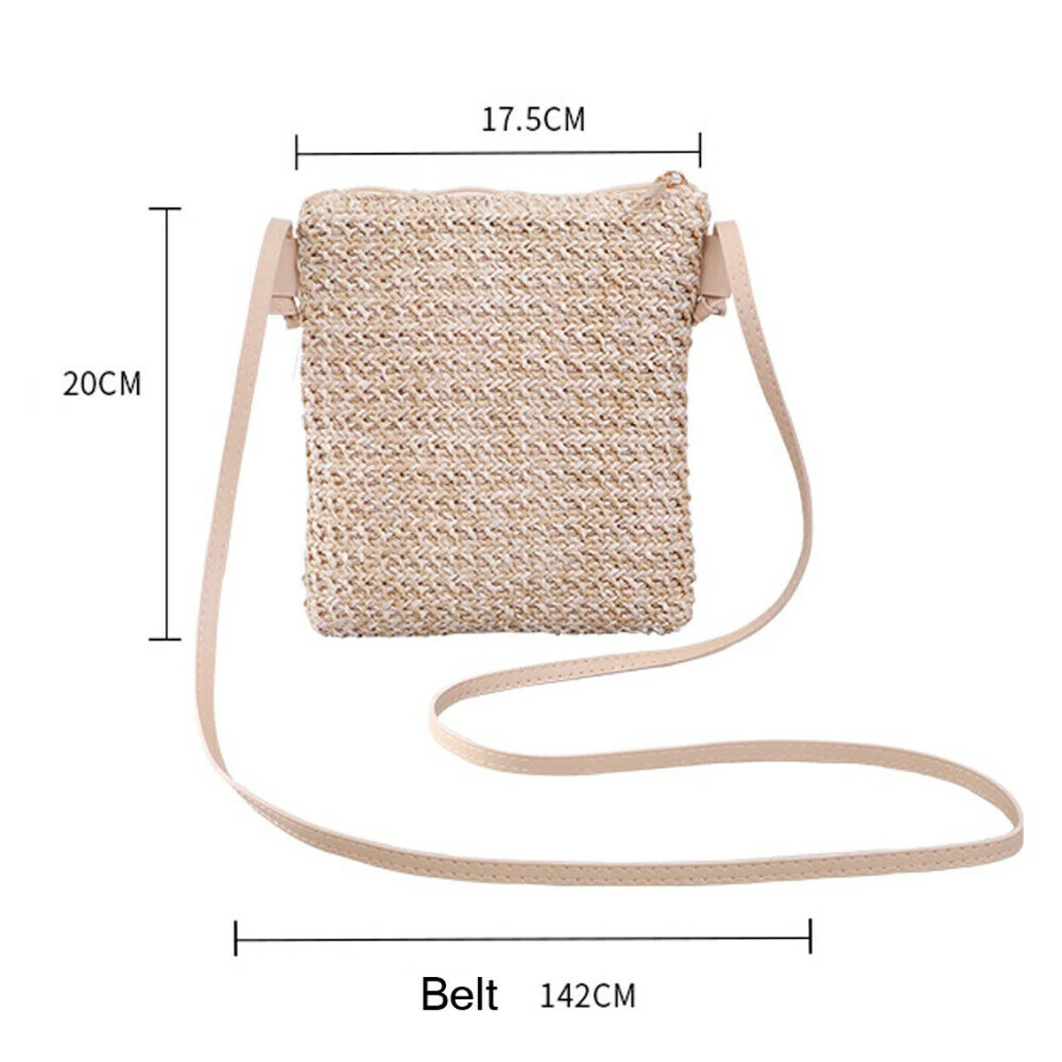 Fashion Women Ladies Straw Bag Rattan Woven Tote Purse New Crossbody Messenger Bag Small Square Handbag Boho Beach Summer images - 6