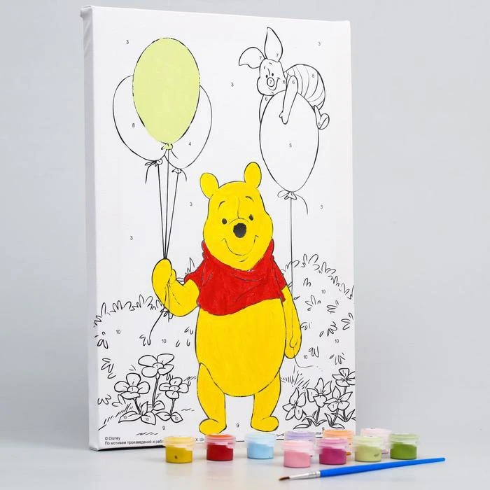 Картина по номерам &quotМедвежонок с шарами&quot 20 х 30 см Медвежонок Винни и его