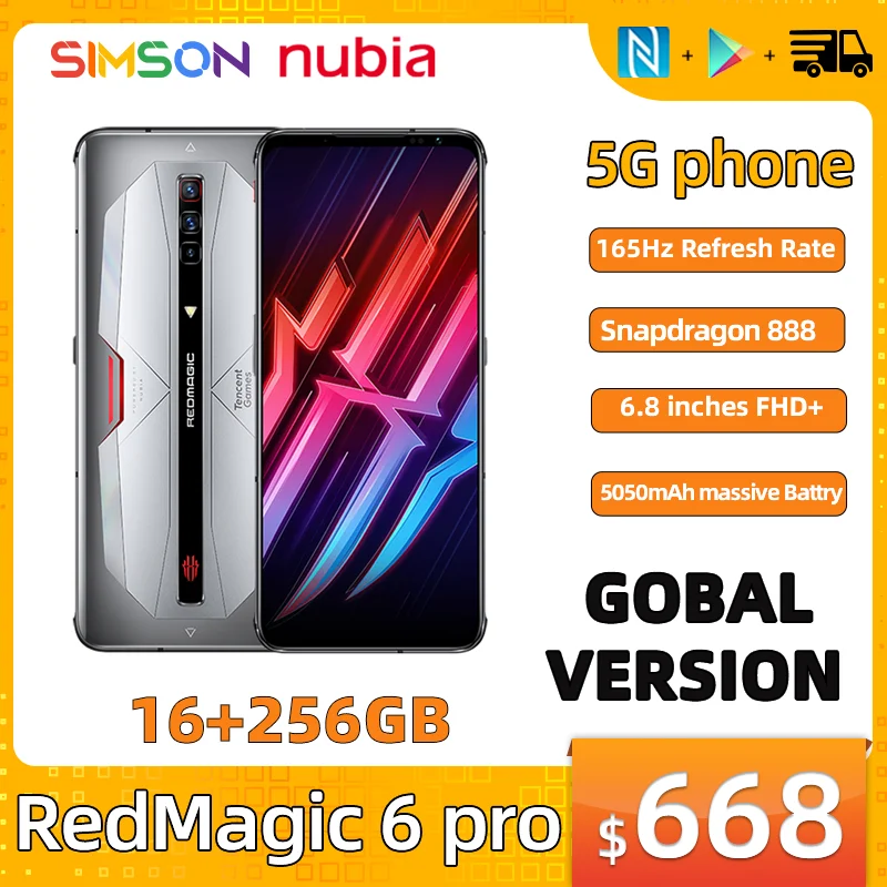 

Global Version Nubia Red Magic 6 Pro 5G Gaming Smartphone 6.8&#39&#39 AMOLED Snapdragon 888 Octa Core 64MP Camera RedMagic 6 Pro