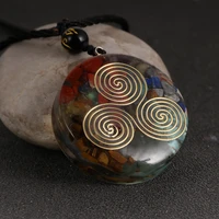 reiki orgone pendant necklace energy healing 7 chakra crystal chips stone orgonite resin necklace