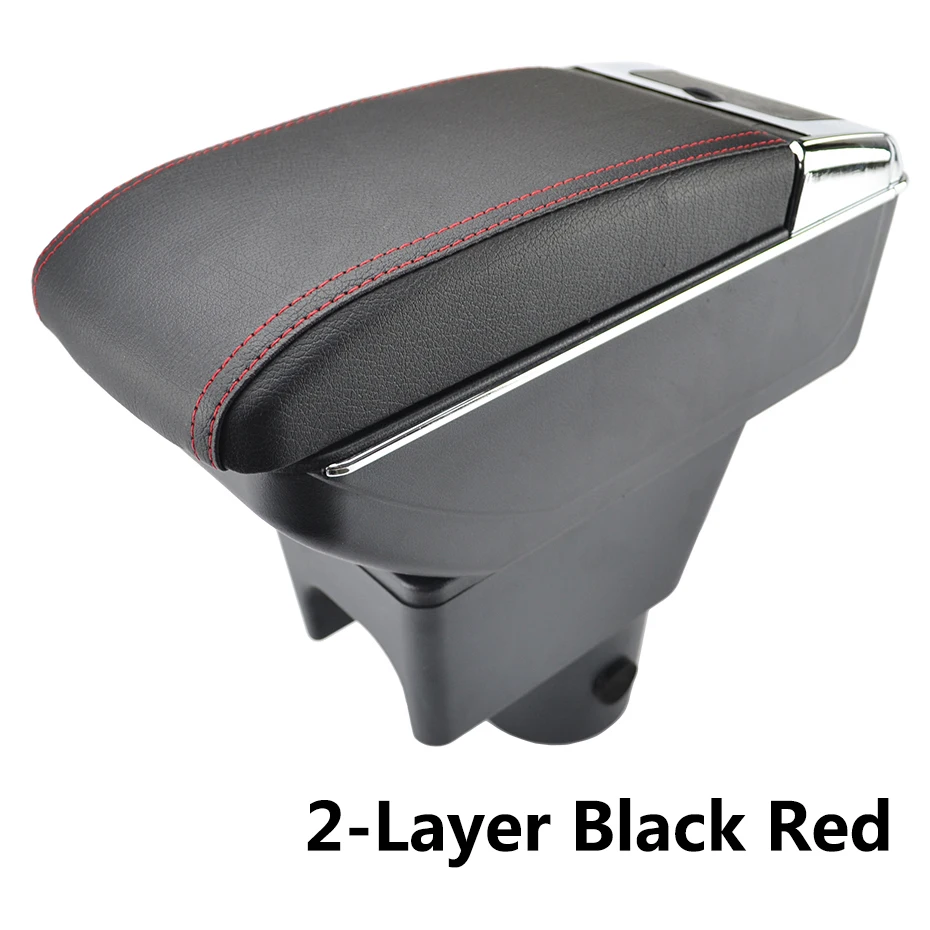 2-Layer Black Red Xukey центральный подлокотник для Renault Duster I 2010- консоль центр украшения черный ящик для хранения автомобиля Стайлинг коробка Dacia - Название цвета: 2-Layer Black Red