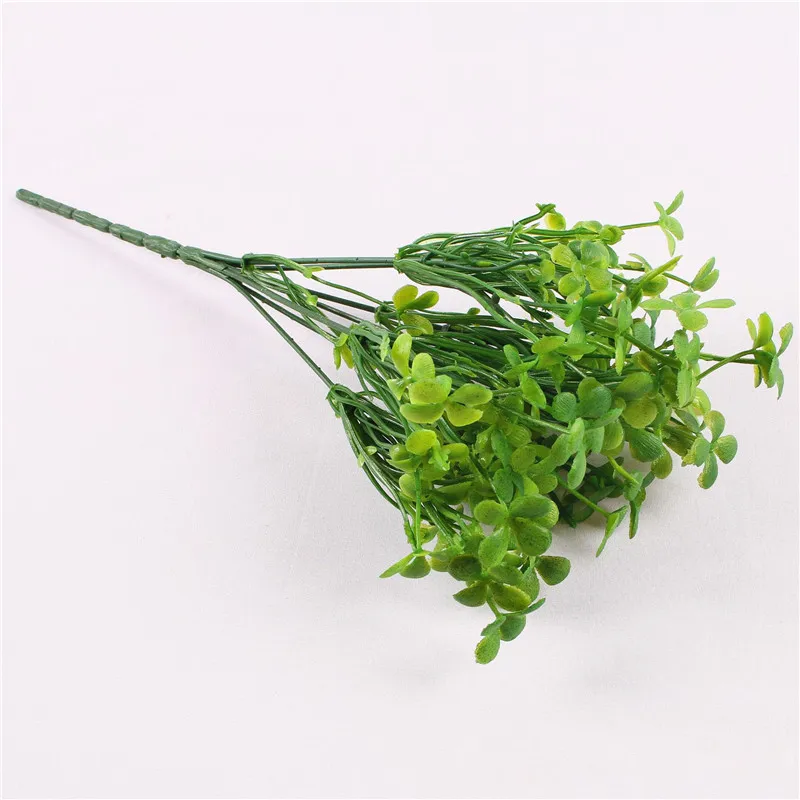 4 leaf green Букет невесты Мода Высокое качество PU искусственные растения 7-вилка зеленый/белый/желтый/белый листья Пластик klimop трава для сада на открытом воздухе украшения поддельные Плант - Цвет: 4 leaf green