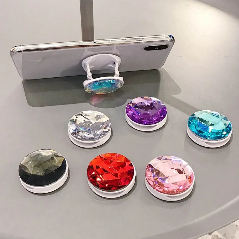

1Pcs colorful 3D Gem Popular Round Mobile Phone Folding Stretch Bracket Phone Holder Case Finger Holder Mobile Phone Stand