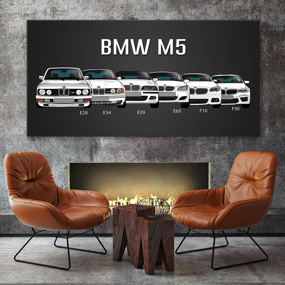 Постер на холсте для украшения дома 1 шт. высокое разрешение BMW M5 M7 белая