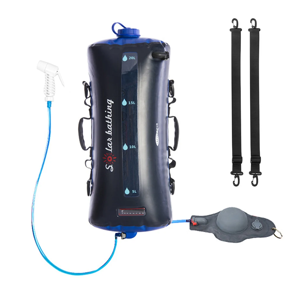 

12L/20L Camping Water Bag Collapsible Shower Bag Container Sack with Air Pump 1.9m Hose Shower Head for Outdoor Hiking Picnic