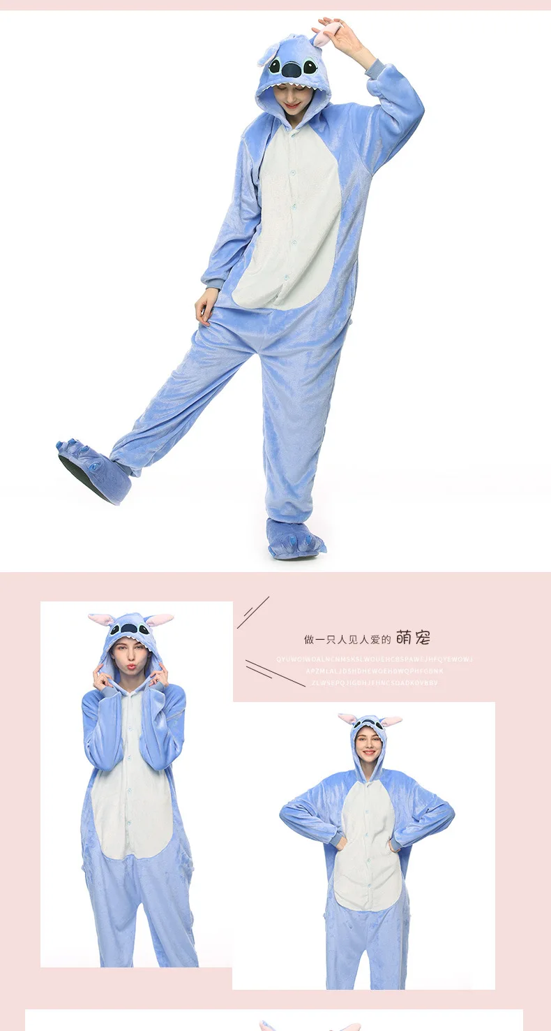 

Men Women Stitch Pajamas Animal Kigurumi Adult Pajama Kigurumi Women Nightie Sleepwear Cartoon Pyjamas Homewear Pijama Stitch