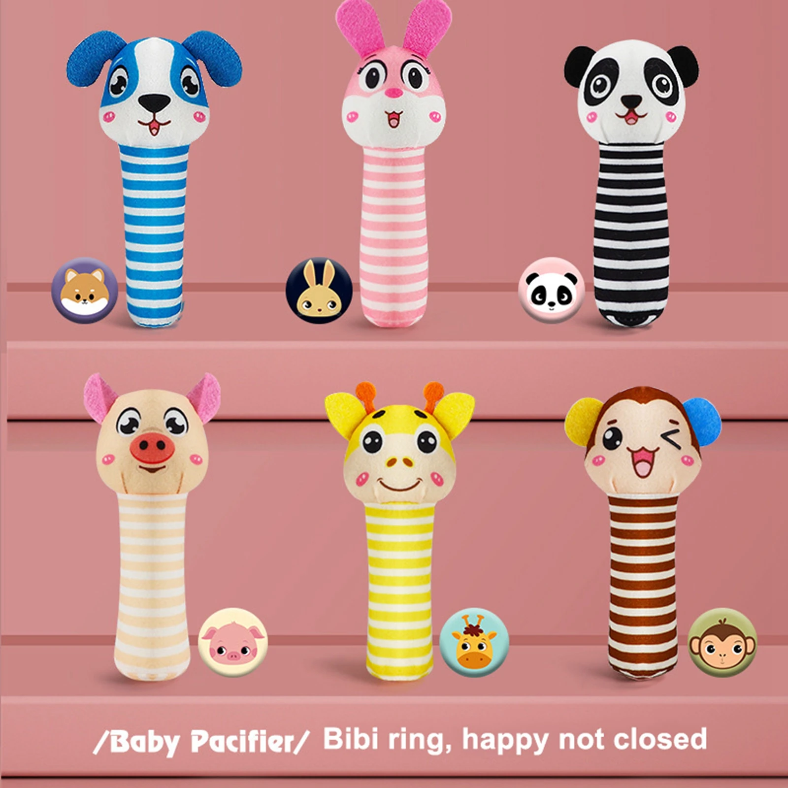 

Baby Animal Soothing Stick Plush Cartoon Reassured Bite Training Early Educational Tool