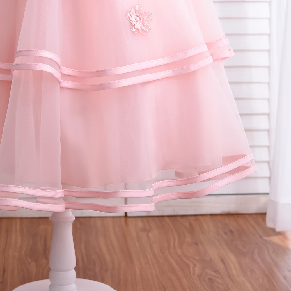 

Outong Summer Flower Girl Dresses Applique Floor-Length Party Ball Gown Casual Teenage Girl Clothing Princess dress For 3-12Y