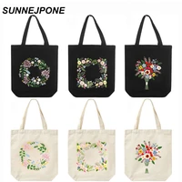 embroidery kit canvas tote bag with flower pattern arts crafts diy needlepoint kits for adults sewing needle thread crafts kit
