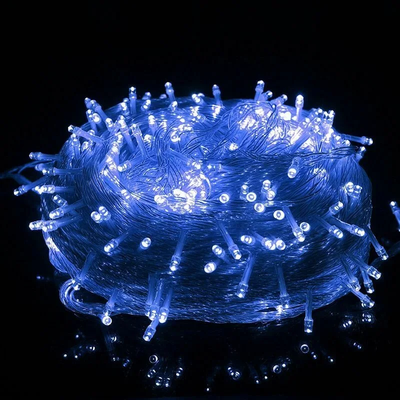 Blue 10 м 100 светодиодная гирлянда, сказочный светильник, цепочка, водонепроницаемая, для дома, сада, улицы, праздника, Нового года, Рождества, украшения для дома - Испускаемый цвет: Blue